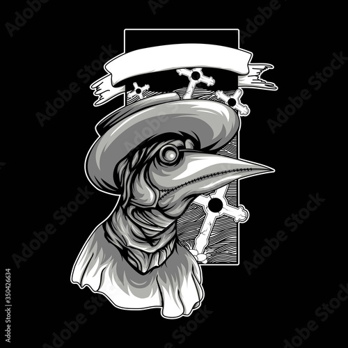 doctor plague t shirt illustration with cross