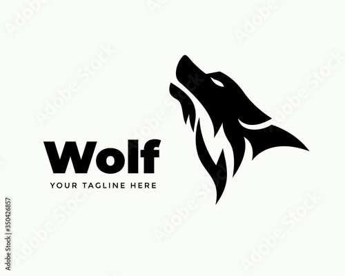 elegant Abstract black Head wolf look up logo design inspiration