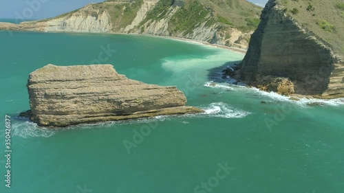 Aerial drone perspective of big rock and of Monte Cristi. Dominican Republic photo