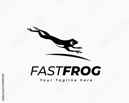 black Fast frog jump art logo design inspiration
