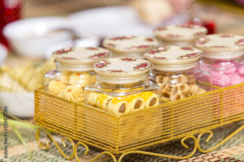 Traditional cookies in glass jars