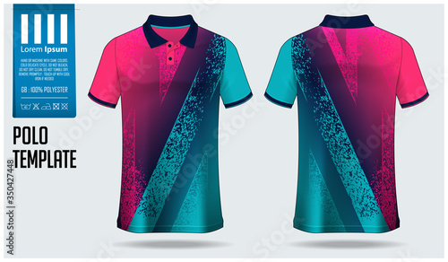 Polo shirt mockup template design for soccer jersey, football kit, sportswear. Sport uniform in front view, back view. T-shirt mock up for sport club. Fabric pattern. Shirt Mockup Vector Illustration.