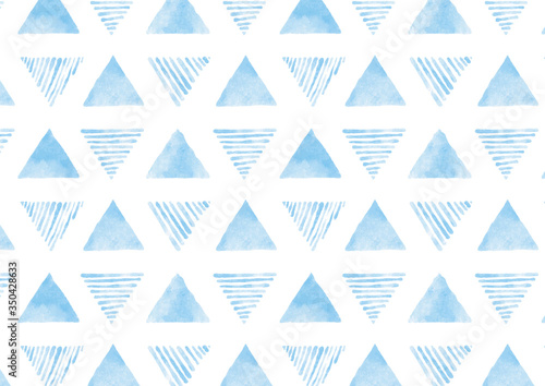 三角_パターン_水色_水彩