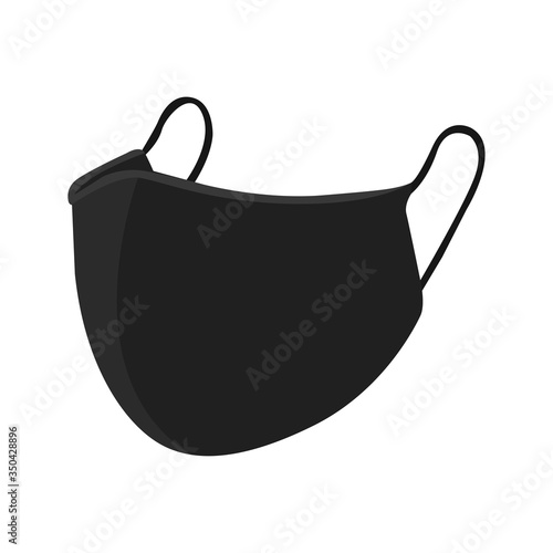 black medical face mask isolated on white background illustration vector