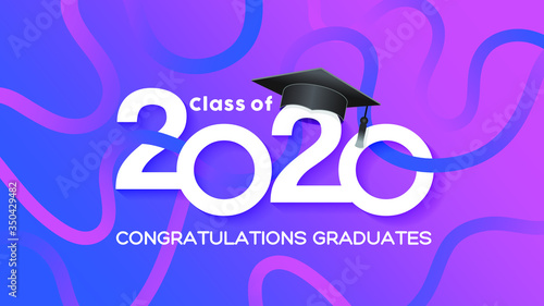 Class of 2020. Congrats Graduates. Lettering Graduation logo. Template for graduation design, party, high school or college graduate, yearbook,Vector illustration EPS.10