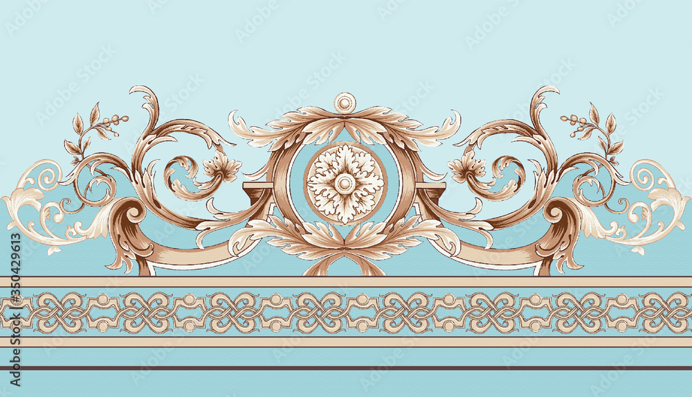Decorated with elegant and luxurious patterns. Rococo, Baroque style ...