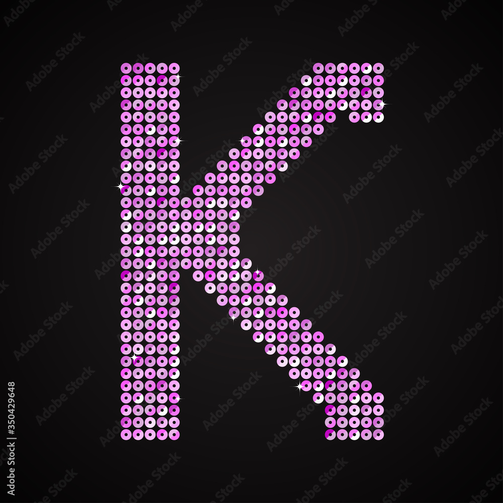 Vector purple pink glitter sequins dots letter - K Vector purple pink glitter sequins dots letter - K