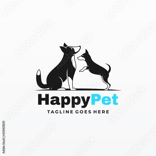 Vector Logo Illustration Dog Cute Cartoon Style.
