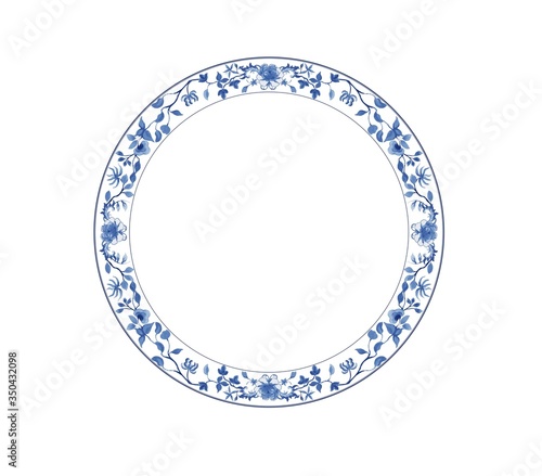 Fotografie Artistic expression of Oriental culture, blue and white porcelain pattern, porce