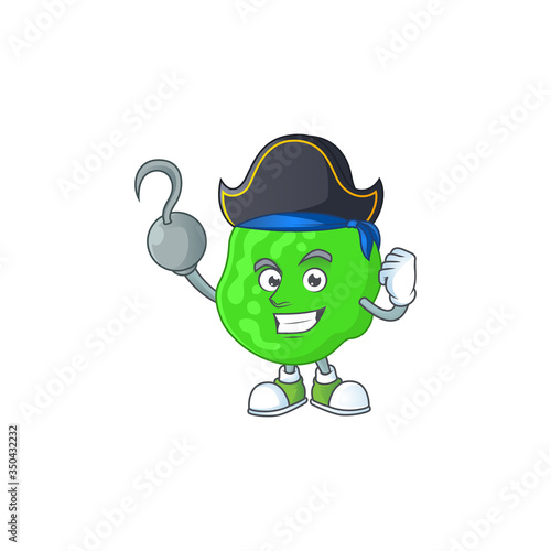 mascot design style of sarcina ventriculli as a pirate having one hook hand