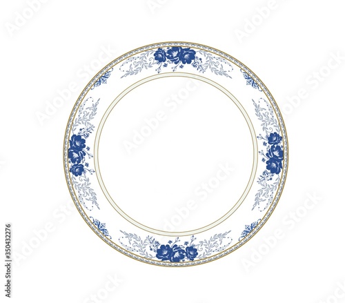 Fotografie Artistic expression of Oriental culture, blue and white porcelain pattern, porce