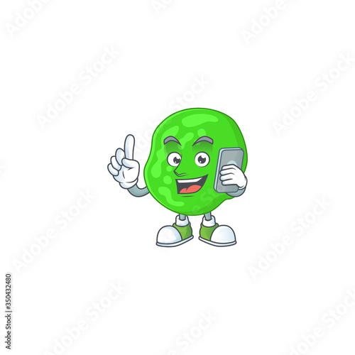 cartoon drawing concept of sarcina ventriculli speaking with friends on phone