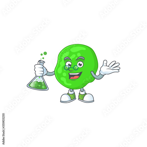 Sarcina ventriculli smart Professor Cartoon character holding glass tube on the lab