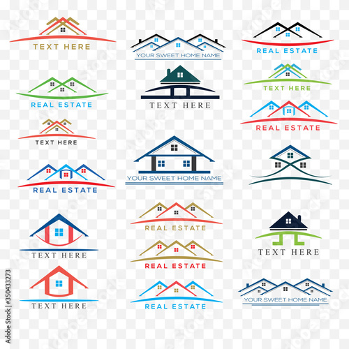 New stylish Business real Estate 18 Logos design vector elements