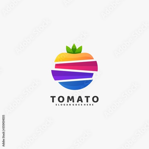 Vector Logo Illustration Tomato Gradient Colorful Style.