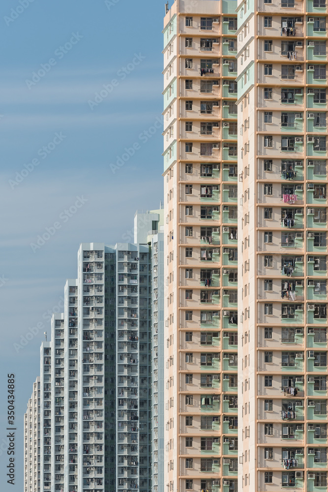 Exterior of high rise residential building of public estate in Hong Kong city