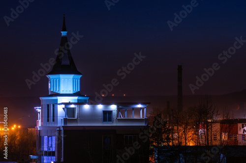 view of the night city of Novokuznetsk
