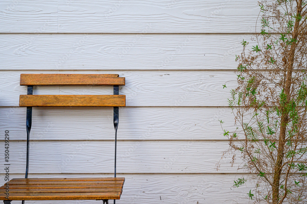 Fototapeta premium Plank wood table floor with natural pattern texture background.