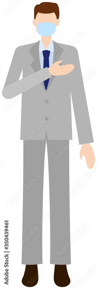 Vector image of business man in office uniform with mask Vector image of business man in office uniform with mask