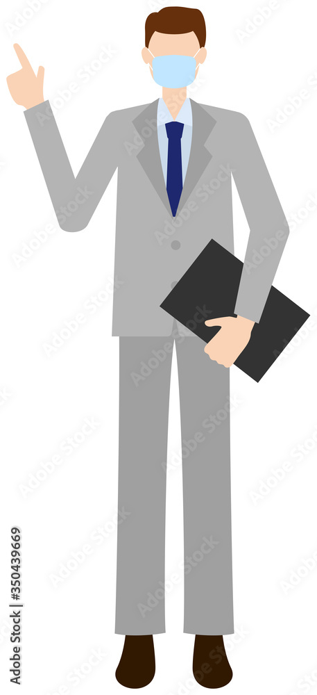 Vector image of business man in office uniform with mask Vector image of business man in office uniform with mask