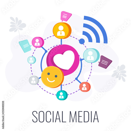 Social Media Infographics Pictogram. Global association of people of interest.