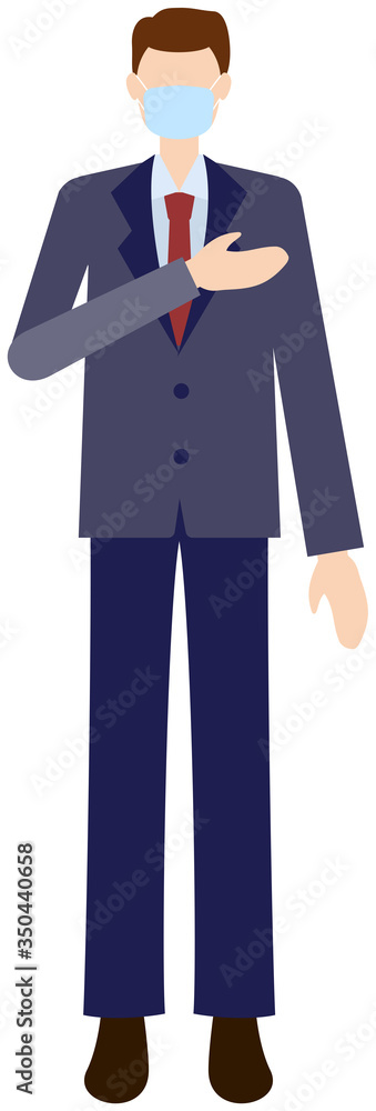 Vector image of business man in office uniform with mask Vector image of business man in office uniform with mask