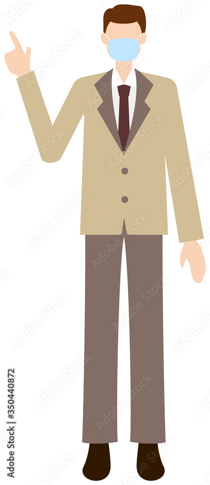 Vector image of business man in office uniform with mask Vector image of business man in office uniform with mask