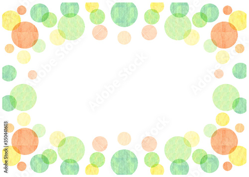 水彩水玉_グリーン背景