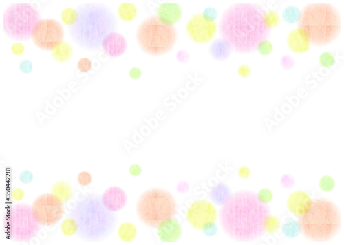 水彩水玉_ピンク背景