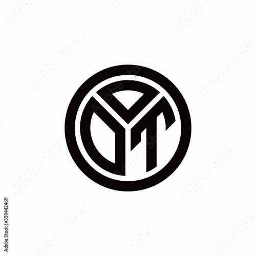 DT monogram logo with circle outline design template