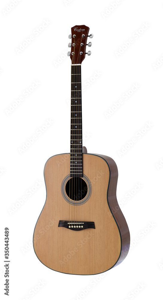 Acoustic Folk Guitar Music Instrument Isolated on White background