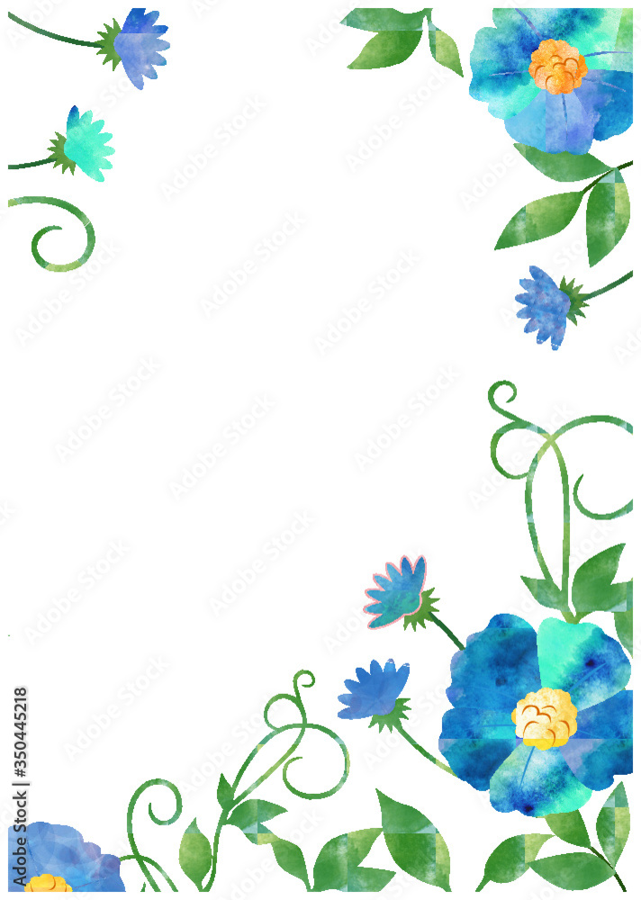 青い花と蔓草_フレーム