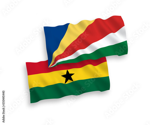 Flags of Ghana and Seychelles on a white background