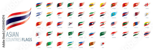 National flags of Asian countries. Vector illustrations