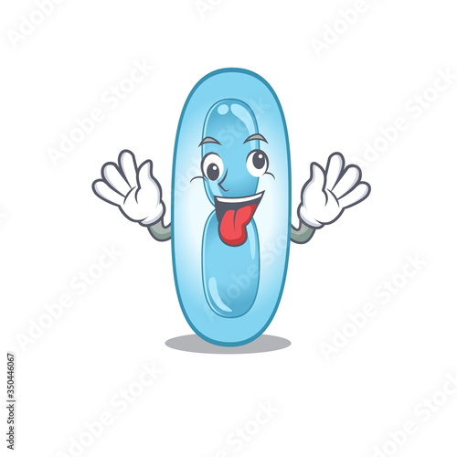 A mascot design of klebsiella pneumoniae having a funny crazy face