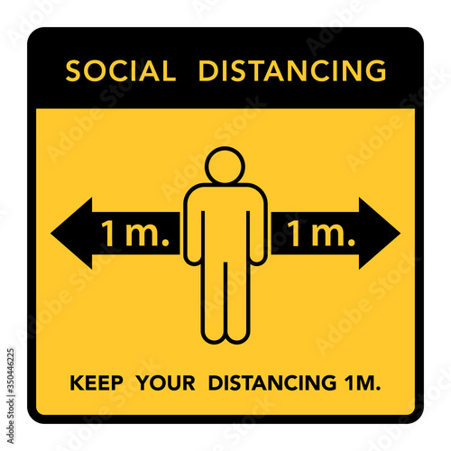 Social distancing banner. Keep the 1 meter distance. Coronovirus epidemic protective.