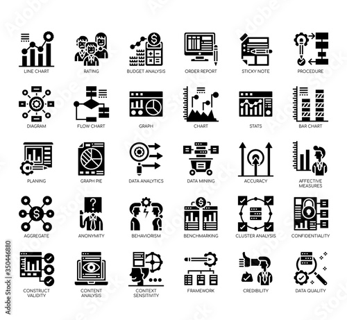 Set of research and analysis thin line and pixel perfect icons for any web and app project.