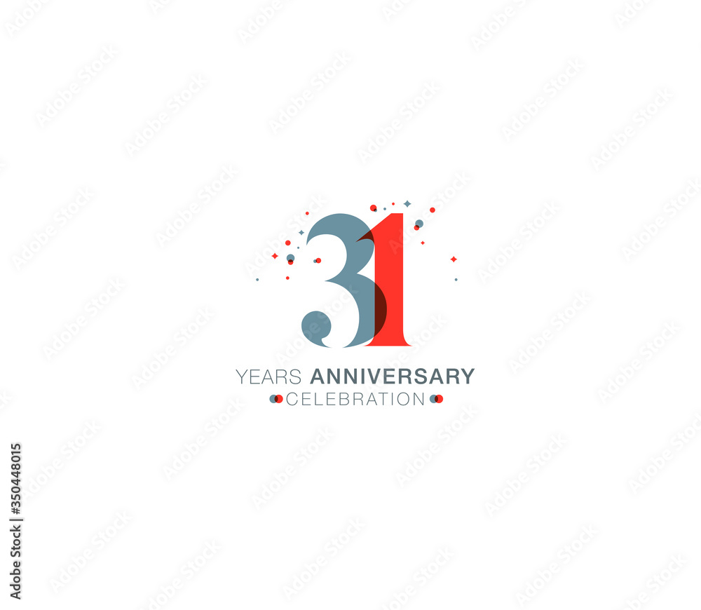 31 years anniversary or birthday celebration design template Vector.