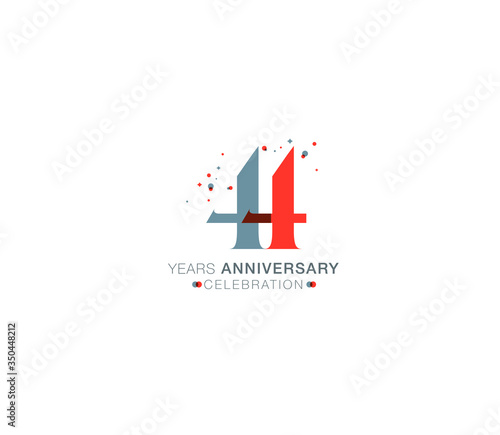 44 years anniversary or birthday celebration design template Vector.