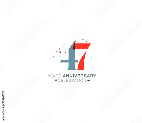 47 years anniversary or birthday celebration design template Vector.