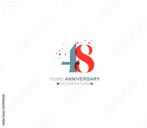 48 years anniversary or birthday celebration design template Vector.