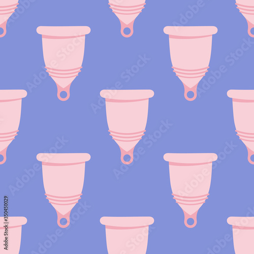 Menstrual cup, sanitary protection for woman in period. Device for collecting blood, zero waste cup. Vector infographic instruction.