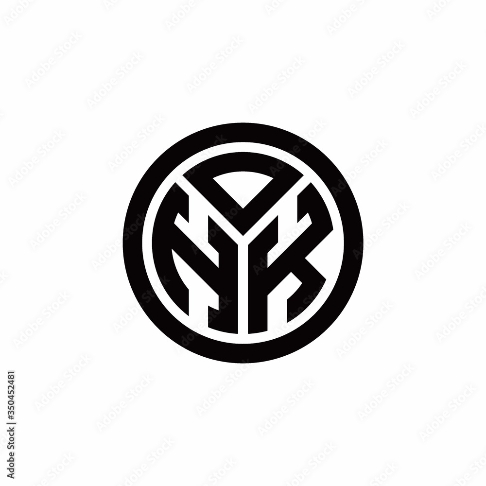 HK monogram logo with circle outline design template HK monogram logo with circle outline design template