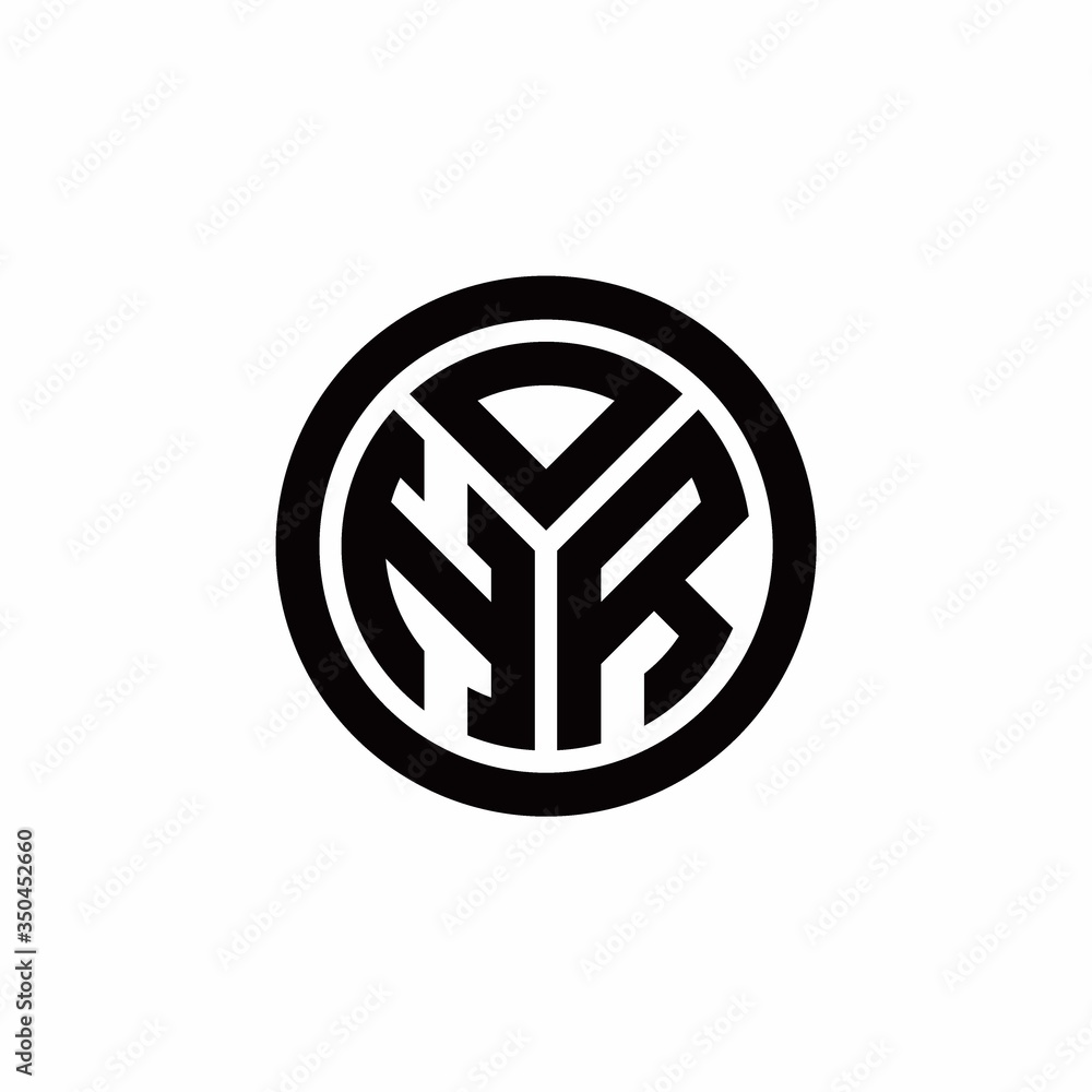 HR monogram logo with circle outline design template HR monogram logo with circle outline design template