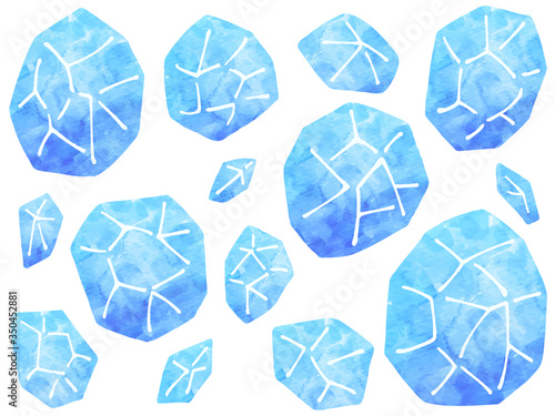砕いた氷の水彩風イラストセット