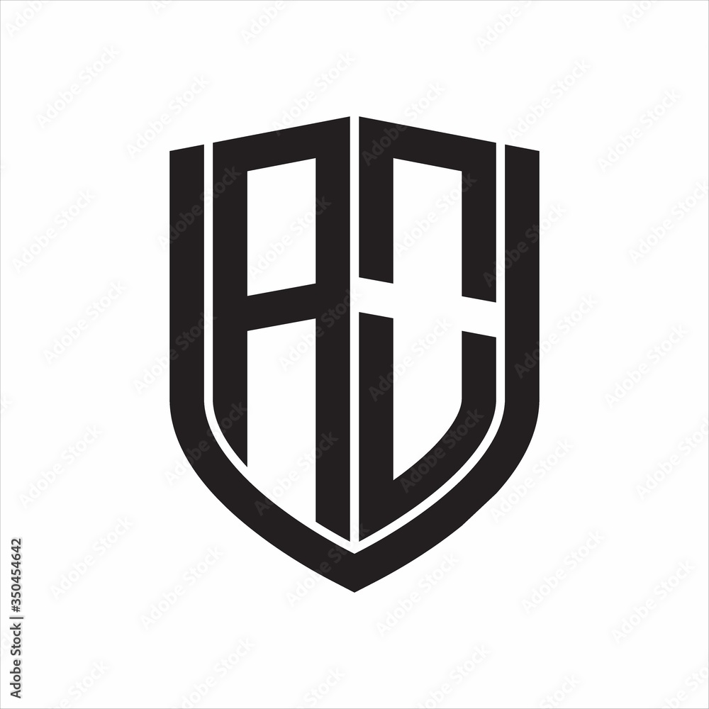 AO Logo monogram with emblem shield design isolated on white background AO Logo monogram with emblem shield design isolated on white background