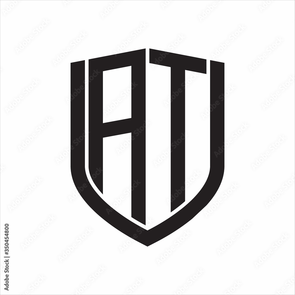 AT Logo monogram with emblem shield design isolated on white background AT Logo monogram with emblem shield design isolated on white background