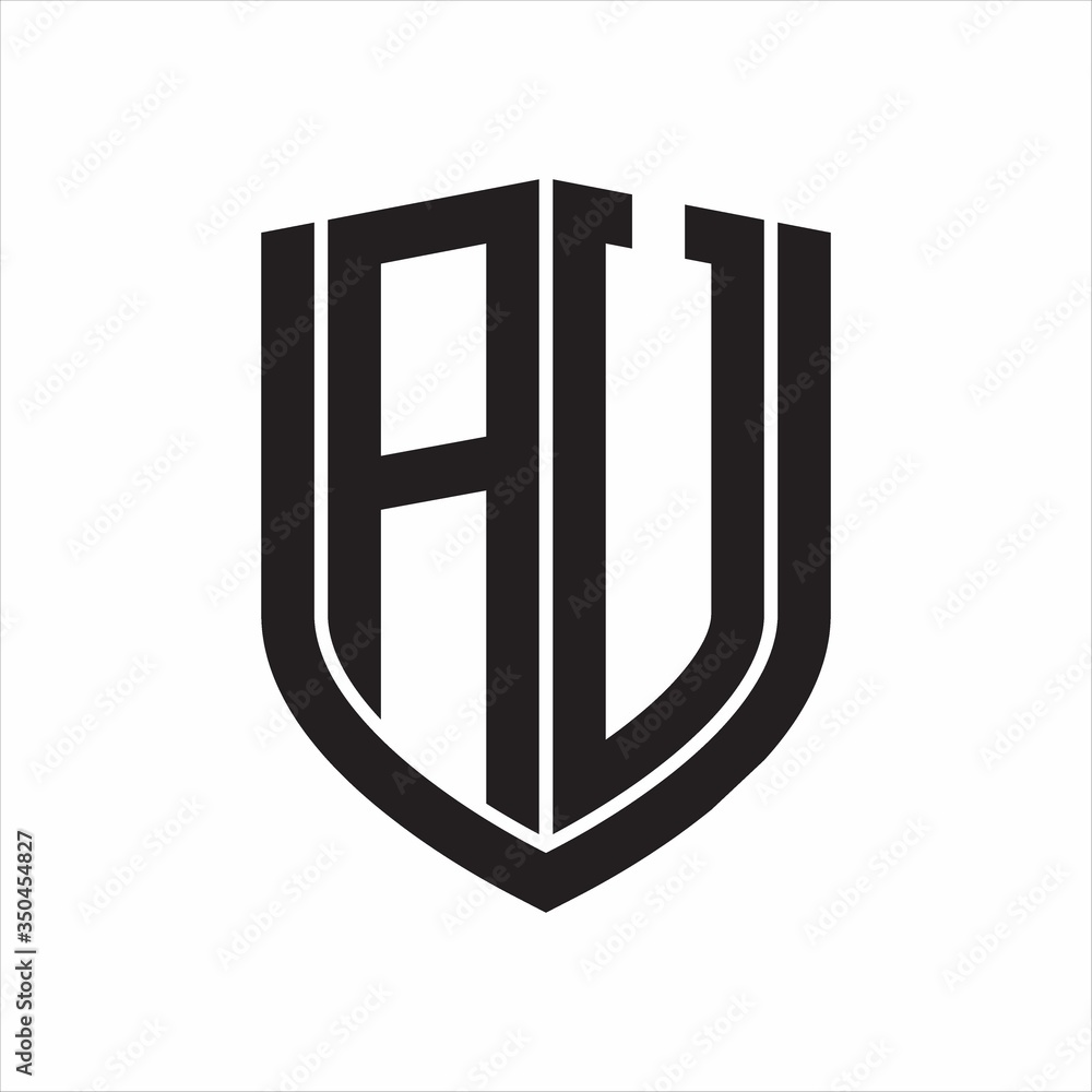 AU Logo monogram with emblem shield design isolated on white background AU Logo monogram with emblem shield design isolated on white background