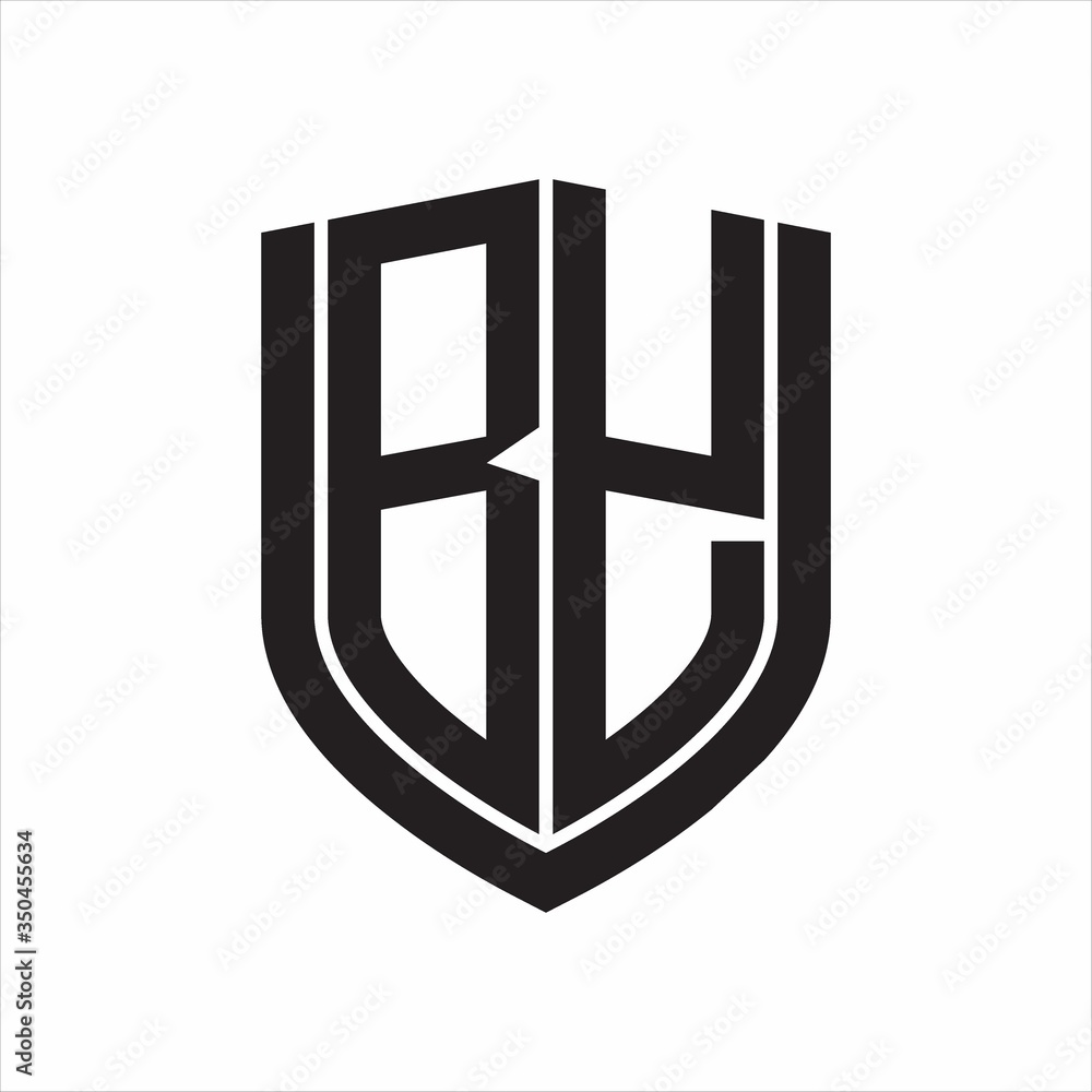 BY Logo monogram with emblem shield design isolated on white background BY Logo monogram with emblem shield design isolated on white background