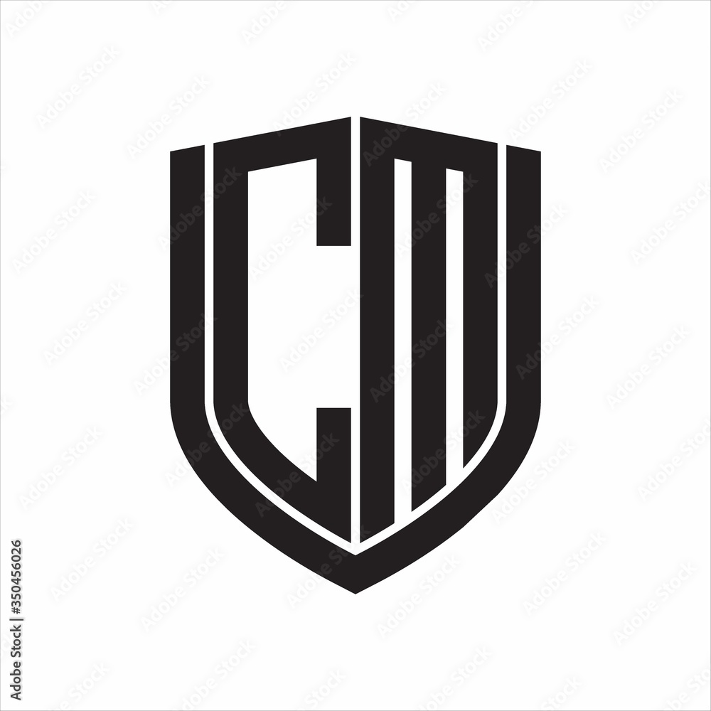 CM Logo monogram with emblem shield design isolated on white background CM Logo monogram with emblem shield design isolated on white background